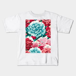 Red Pink Blue Carnation Abstract Artwork Kids T-Shirt